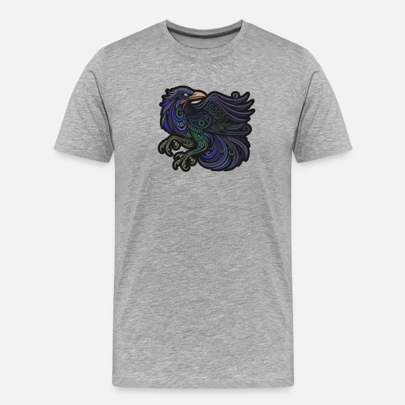 Stammes-Raben-Kunst - Männer Premium Bio T-Shirt - Grau meliert