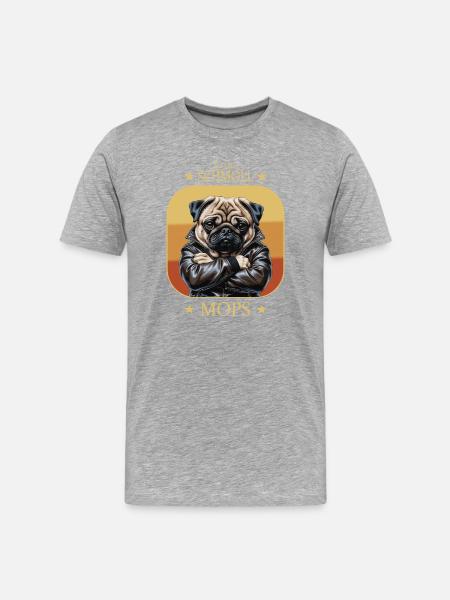 Schmollmops - Männer Premium Bio T-Shirt - Grau meliert