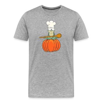 Frosch Kürbis Koch Kochkunst Halloween kochen - Männer Premium Bio T-Shirt - Grau meliert - Vorne - Damien (186cm)