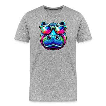 Hippopotame - T-shirt bio Premium Homme - gris chiné - Devant - Damien (186cm)