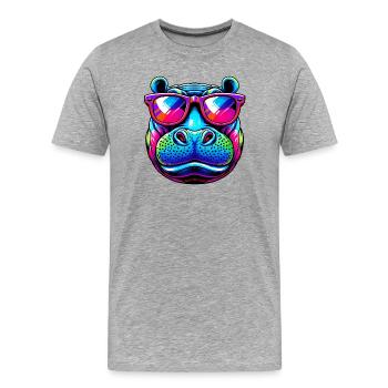 Hippopotame - T-shirt bio Premium Homme - gris chiné - Devant - Damien (186cm)