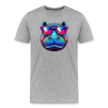 Hippopotame - T-shirt bio Premium Homme - gris chiné - Devant - Damien (186cm)