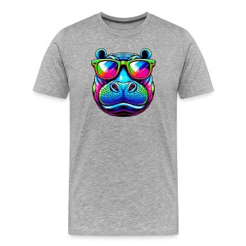 Hippopotame - T-shirt bio Premium Homme - gris chiné - Devant - Damien (186cm)