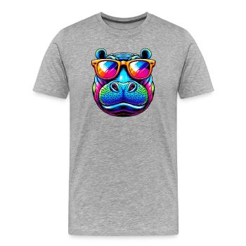 Hippopotame - T-shirt bio Premium Homme - gris chiné - Devant - Damien (186cm)