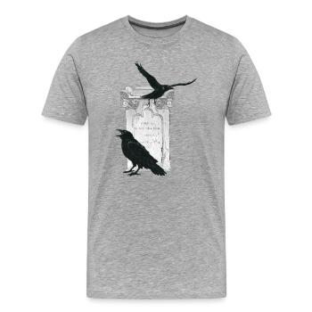 Kolkraben mit Grabstein, Halloween Outfit - Männer Premium Bio T-Shirt - Grau meliert - Vorne - Damien (186cm)