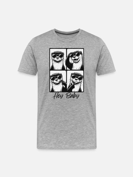 Hey Baby Otter - Men's Premium Organic T-Shirt - heather grey