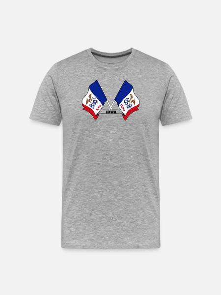 Two flags text IOWA - Men's Premium Organic T-Shirt - heather grey