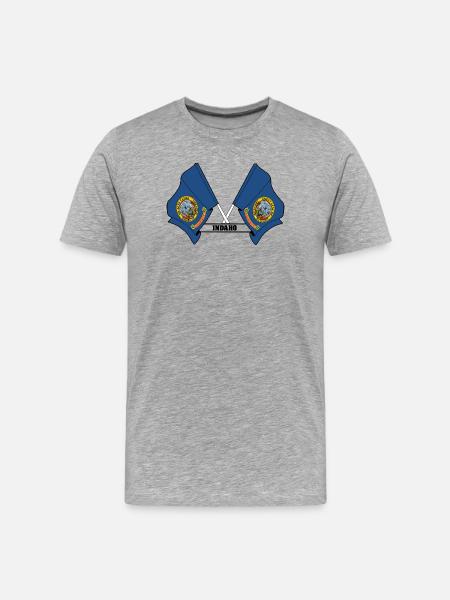 Deux drapeaux texte INDAHO - T-shirt bio Premium Homme - gris chiné
