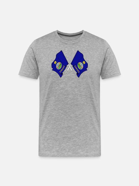 Two flags crossed Kansas - Men's Premium Organic T-Shirt - heather grey