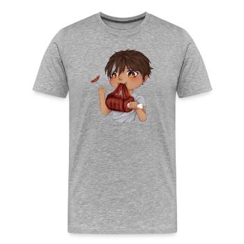 Gourmet Chibi - Männer Premium Bio T-Shirt - Grau meliert - Vorne - Damien (186cm)