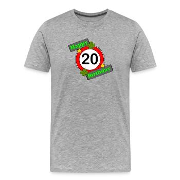 20. Geburtstag , Happy Birthday (25) - Männer Premium Bio T-Shirt - Grau meliert - Vorne - Damien (186cm)