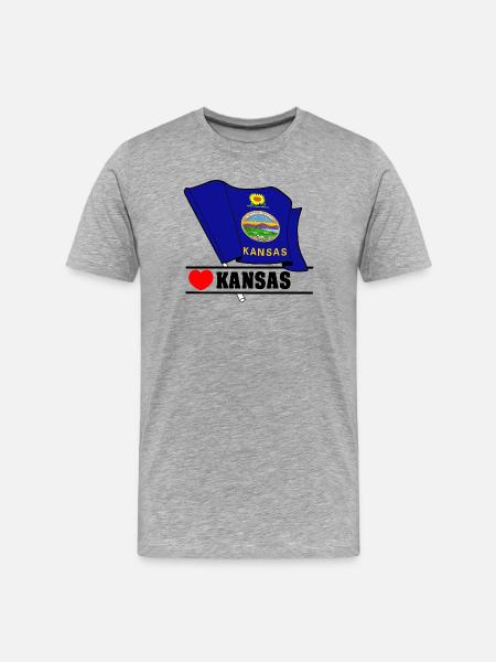 Flag Kansas heart KANSAS - Men's Premium Organic T-Shirt - heather grey