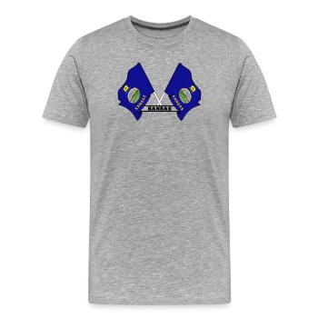 Deux drapeaux texte KANSAS - T-shirt bio Premium Homme - gris chiné - Devant - Damien (186cm)