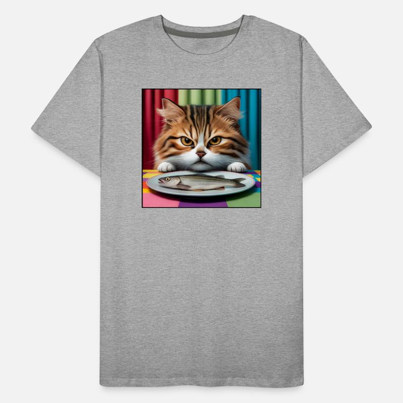 Cat with fish Men's Premium Organic T-Shirt
