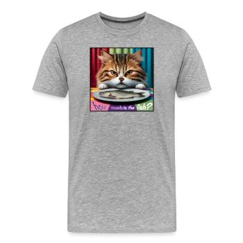 Combien coûte le chat poisson - T-shirt bio Premium Homme - gris chiné - Devant - Damien (186cm)