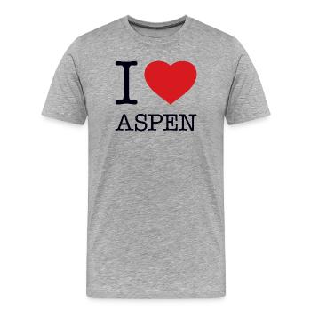 I LOVE ASPEN - Männer Premium Bio T-Shirt - Grau meliert - Vorne - Damien (186cm)