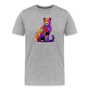 Guépard - T-shirt bio Premium Homme - gris chiné - Devant - Damien (186cm)