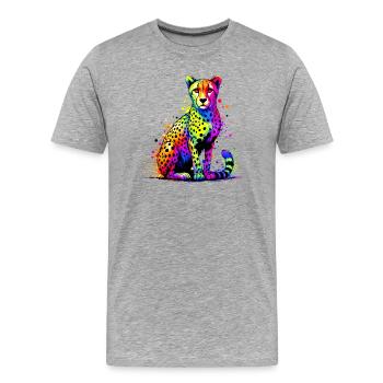 Guépard - T-shirt bio Premium Homme - gris chiné - Devant - Damien (186cm)