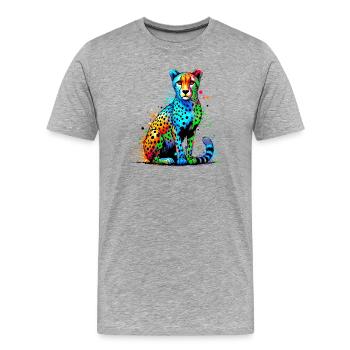Gepard - Männer Premium Bio T-Shirt - Grau meliert - Vorne - Damien (186cm)