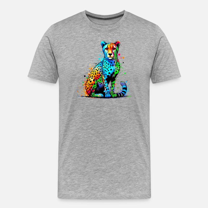 Gepard - Männer Premium Bio T-Shirt - Grau meliert