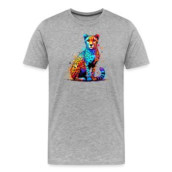 Cheetah - Men's Premium Organic T-Shirt - heather grey - Front - Damien (186cm)