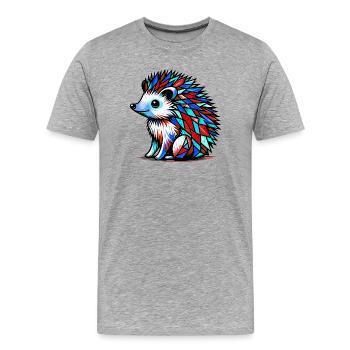 Hedgehog - Men's Premium Organic T-Shirt - heather grey - Front - Damien (186cm)