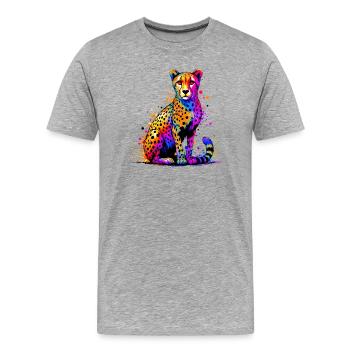 Guépard - T-shirt bio Premium Homme - gris chiné - Devant - Damien (186cm)