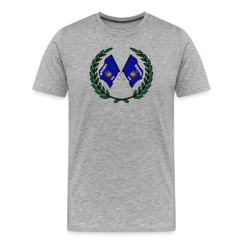 USA Wisconsin Flaggen im Lorbeerkranz - Männer Premium Bio T-Shirt - Grau meliert - Vorne - Damien (186cm)