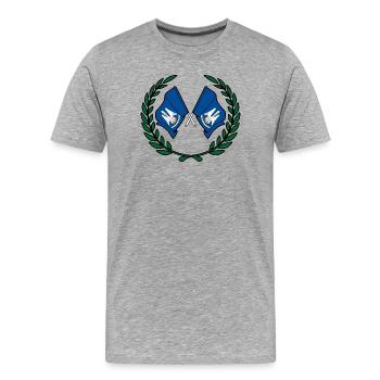 Fahnen USA Lousiane im Lorbeerkranz - Männer Premium Bio T-Shirt - Grau meliert - Vorne - Damien (186cm)