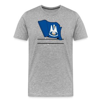 Drapeau Lousiane text banner - T-shirt bio Premium Homme - gris chiné - Devant - Damien (186cm)