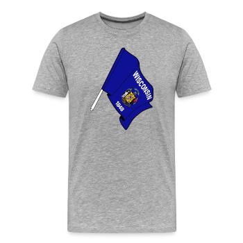 Drapeau du Wisconsin - T-shirt bio Premium Homme - gris chiné - Devant - Damien (186cm)