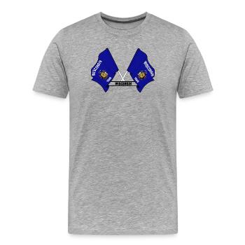 Deux drapeaux texte WISCONSIN - T-shirt bio Premium Homme - gris chiné - Devant - Damien (186cm)