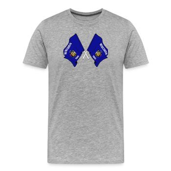 Deux drapeaux du Wisconsin croisés - T-shirt bio Premium Homme - gris chiné - Devant - Damien (186cm)