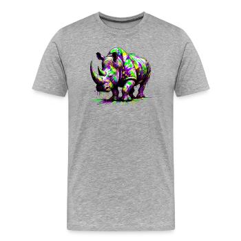 Rhinoceros - Men's Premium Organic T-Shirt - heather grey - Front - Damien (186cm)
