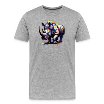 Rhinoceros - Men's Premium Organic T-Shirt - heather grey - Front - Damien (186cm)