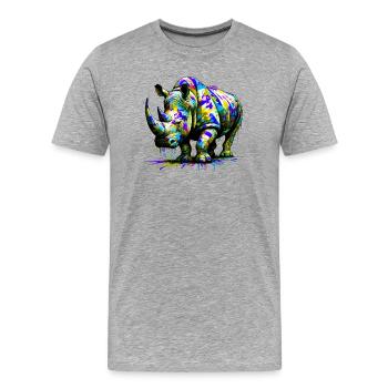 Rhinoceros - Men's Premium Organic T-Shirt - heather grey - Front - Damien (186cm)