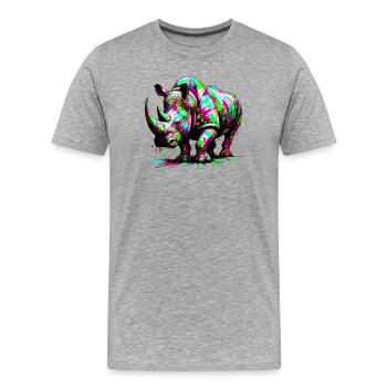 Rhinoceros - Men's Premium Organic T-Shirt - heather grey - Front - Damien (186cm)