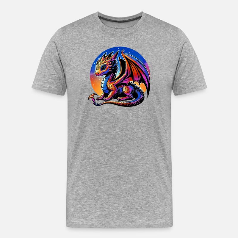 Drache - Männer Premium Bio T-Shirt - Grau meliert