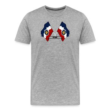 Texte à deux drapeaux UTAH - T-shirt bio Premium Homme - gris chiné - Devant - Damien (186cm)