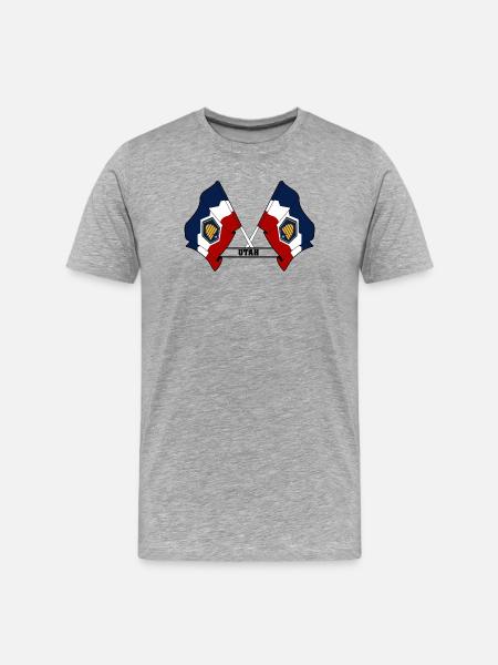 Texte à deux drapeaux UTAH - T-shirt bio Premium Homme - gris chiné