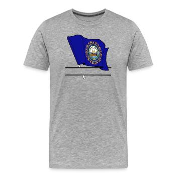 Hinweis New Hampshire Textbanner - Männer Premium Bio T-Shirt - Grau meliert - Vorne - Damien (186cm)