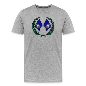 Flaggen USA New Hampshire im Lorbeerkranz - Männer Premium Bio T-Shirt - Grau meliert - Vorne - Damien (186cm)