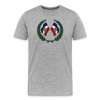 Drapeaux USA Utah en couronne de laurier - T-shirt bio Premium Homme - gris chiné - Devant - Damien (186cm)
