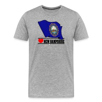 Hinweis New Hampshire Herz NEW HAMPSHIRE - Männer Premium Bio T-Shirt - Grau meliert - Vorne - Damien (186cm)