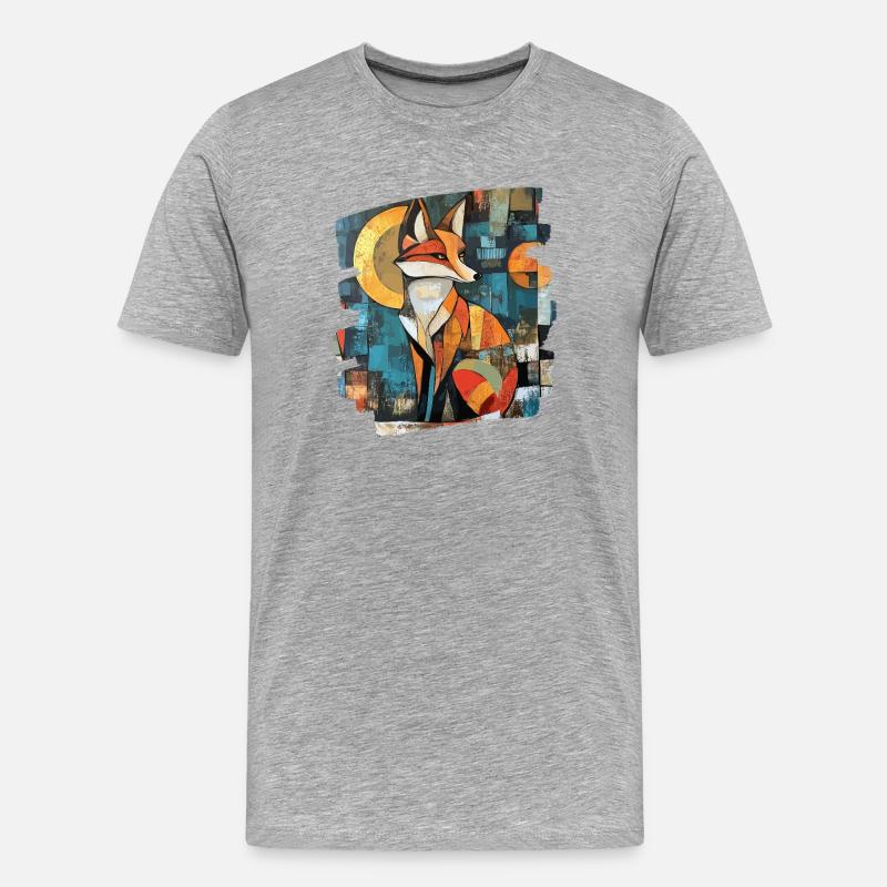 Fuchs - Männer Premium Bio T-Shirt - Grau meliert