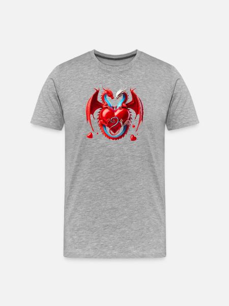 Dragon Heart Love Duet - Men's Premium Organic T-Shirt - heather grey