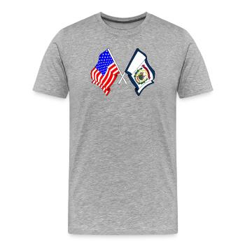 Flag USA and state of West Virginia crossed - Men's Premium Organic T-Shirt - heather grey - Front - Damien (186cm)