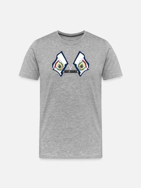 Two flags text WEST VIRGINIA - Men's Premium Organic T-Shirt - heather grey