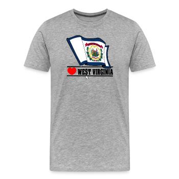 Flagge West Virginia Herz WEST VIRGINIA - Männer Premium Bio T-Shirt - Grau meliert - Vorne - Damien (186cm)