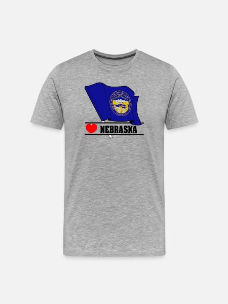 Flag Nebraska heart NEBRASKA - Men's Premium Organic T-Shirt - heather grey